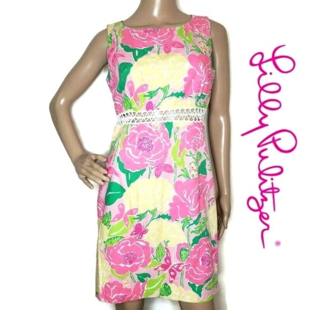 Lilly Pulitzer Vintage shoo fly pattern Floral Sleeveless sun Dress Size 2